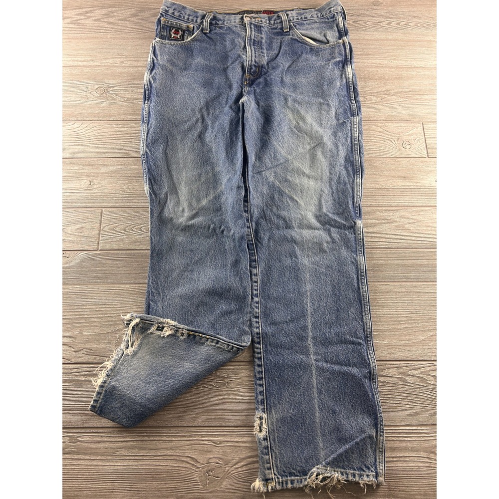 Cinch WRX Mens Flame Resistant FR Jeans HRC-2 Medium Wash Blue 36x31 Distressed
